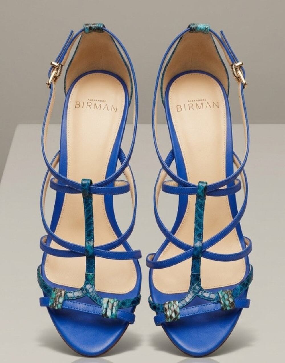 Alexandre Birman Women’s Mallica Blue Python Wedge Sandal Size US 6